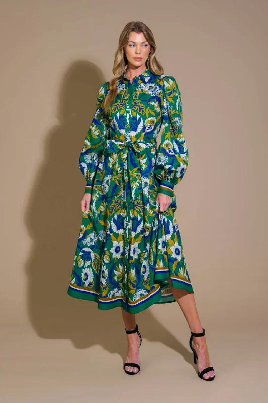TAKE ME BACK TO SHIRT WOVEN MIDI DRESS Trendy Floral Wrap Midi Dress