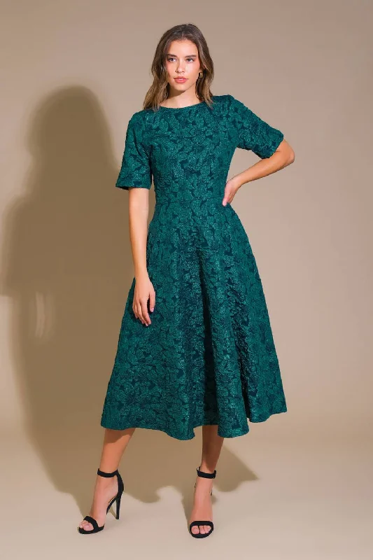 INFINITE ADORATION WOVEN MIDI DRESS Trendy Shift Midi Dress