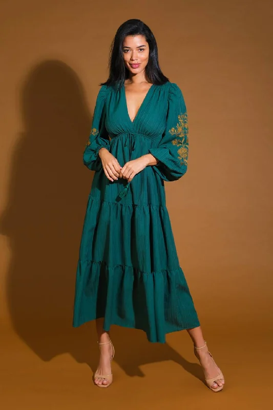 YOUNG LOVE WOVEN MIDI DRESS Comfortable Draped Midi Dress