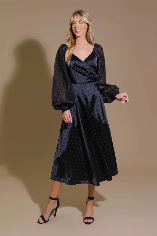 LUMINOUS VIBES WOVEN MIDI DRESS Elegant Floral Appliqué Midi Dress
