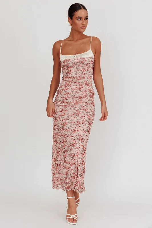 I'm Blushing Floral Lace Maxi Dress Rose Chic Summer Maxi Dress