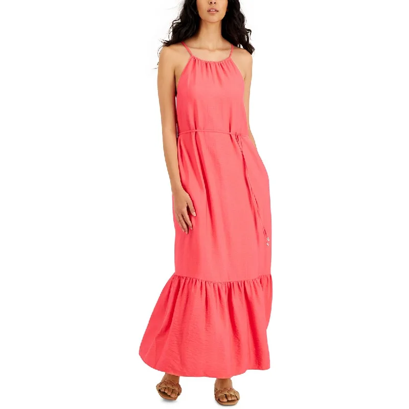 INC Womens Woven Halter Maxi Dress Comfortable Ruffle Hem Maxi Dress