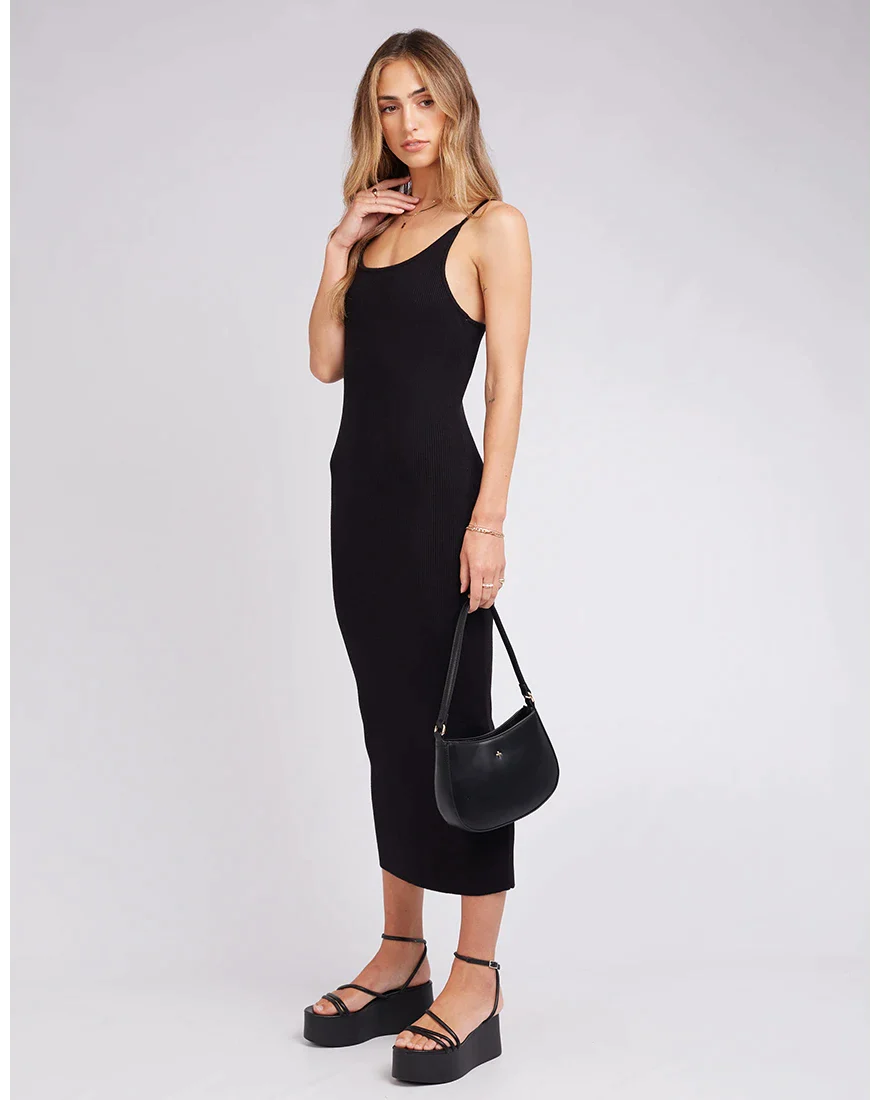 JORGE LANA MIDI DRESS BLACK Comfortable Knitwear Midi Dress