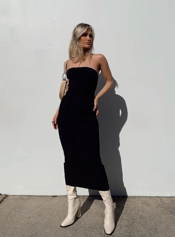 Joslin Strapless Maxi Dress Black Comfortable Casual Maxi Dress
