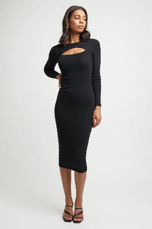 Keegan Long Sleeve Midi Dress Stylish Vintage Midi Dress