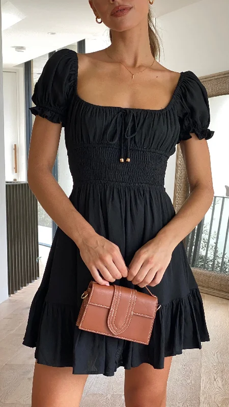 Kori Mini Dress - Black Cozy Cotton Mini Dress
