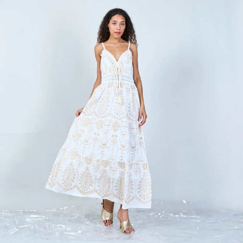 Lace detailed bohemian maxi dress wholesale Trendy A-Line Maxi Dress