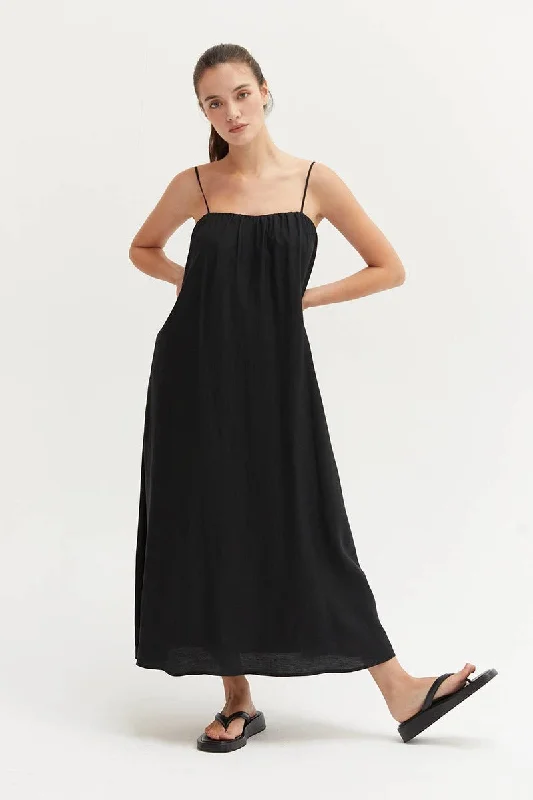 Lana Bubble Tencel Midi Dress Trendy A-Line Midi Dress