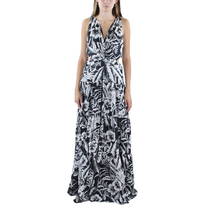 Lauren Ralph Lauren Womens Cut-Out  Maxi Dress Elegant Maxi Dress with Drapes