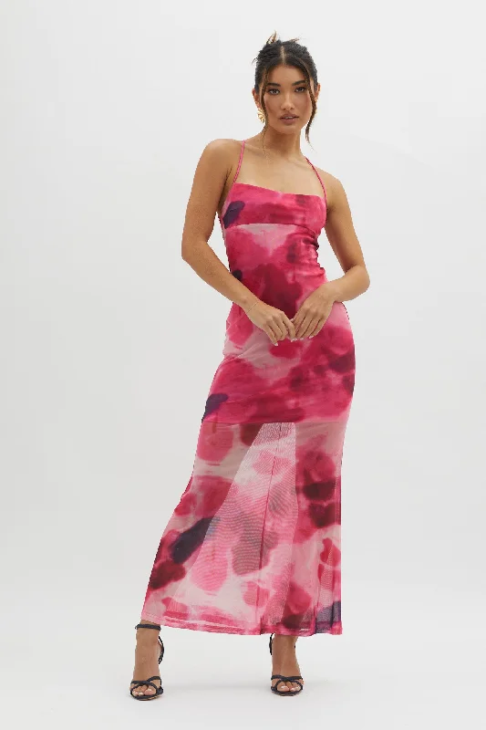 Letting Go Tie-Up Back Maxi Dress Red Elegant Wraparound Maxi Dress