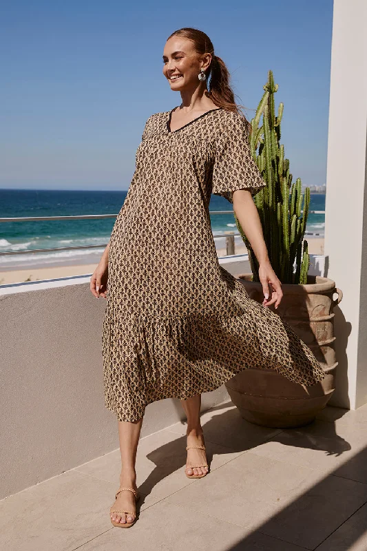 Lydia Maxi Dress in Woodlet Stylish A-Line Maxi Dress