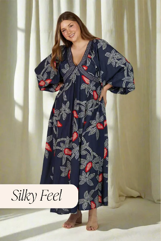 Margot Maxi Dress in Ikebana Fashionable Faux Wrap Maxi Dress
