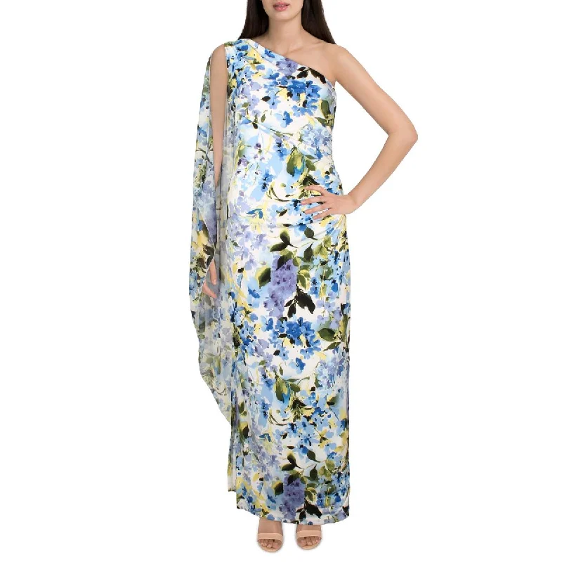 Marina Womens Knit Floral Maxi Dress Fashionable Button-Down Maxi Dress