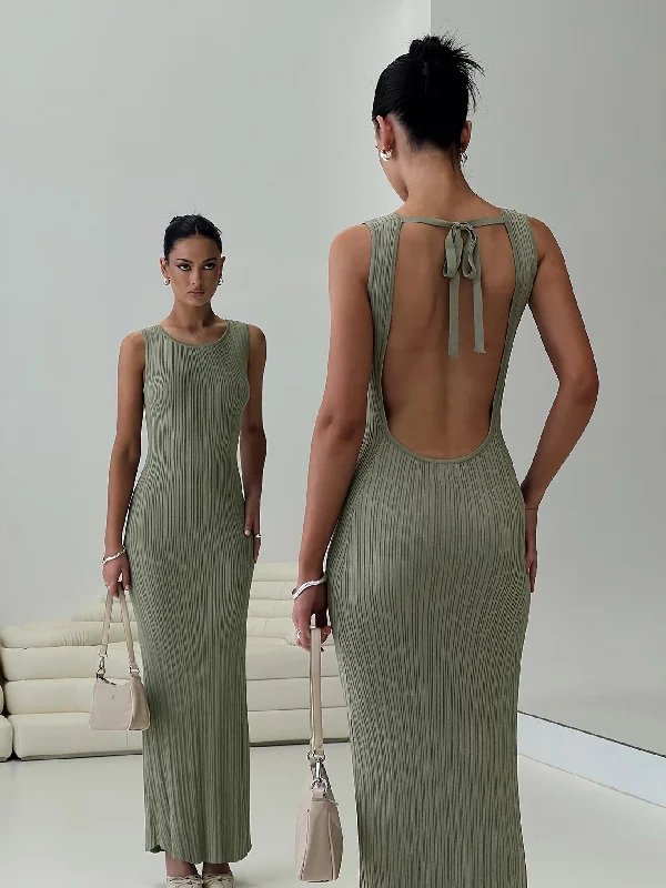 Mayok Maxi Dress Sage Trendy Printed Maxi Dress