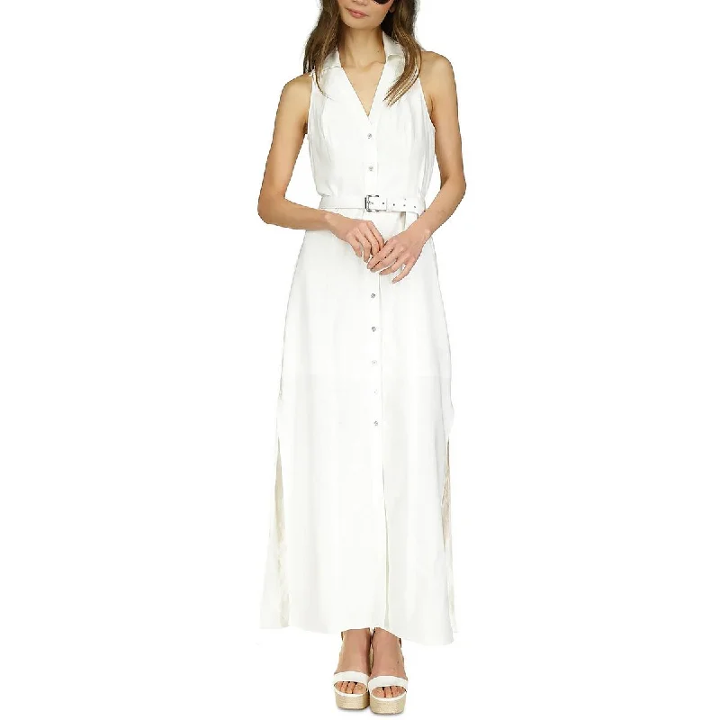 Michael Kors Womens Petites   Belted Button down Maxi Dress Elegant Boho Maxi Dress