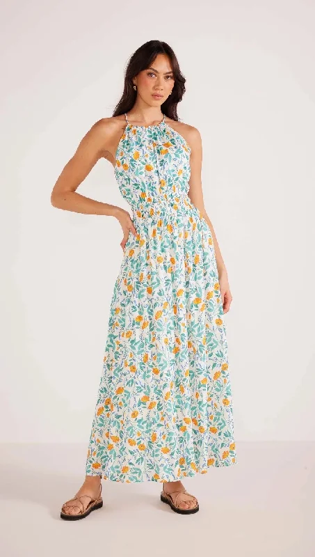 Minkpink Bonnie Halter Midi Dress Fashionable Off-Shoulder Dress Midi