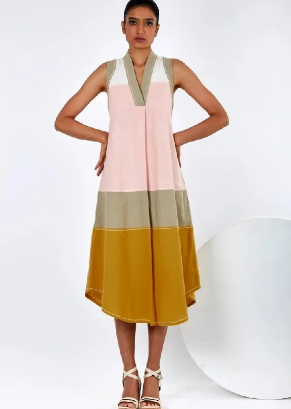 Minu Multi Midi Dress Elegant Pleated Sleeve Midi Dress