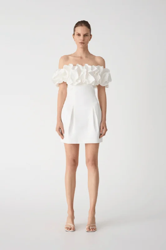 Amara Mini Dress Ivory Elegant Vintage Mini Dress