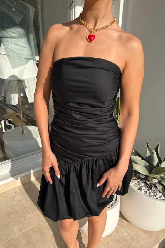 Bella Mini Dress Black Cozy Ribbed Mini Dress