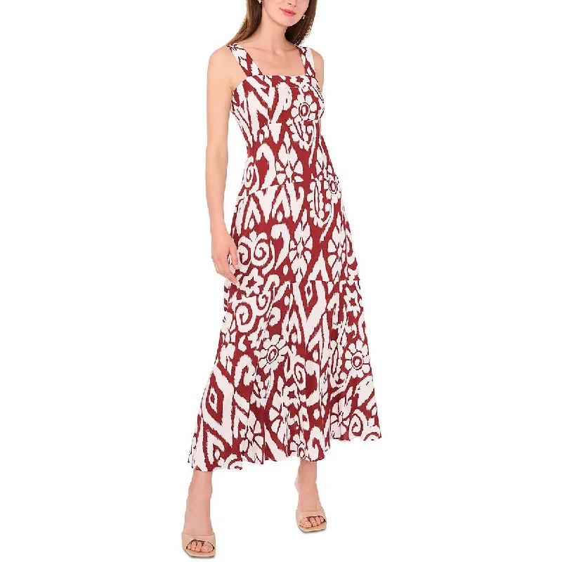 MSK Womens Printed Square Neck Maxi Dress Casual Maxi Dress with Pockets