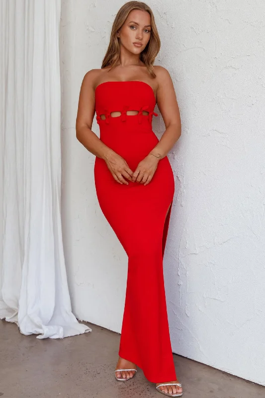 Mykonos Nights Strapless Maxi Dress Red Cozy Wrap Maxi Dress