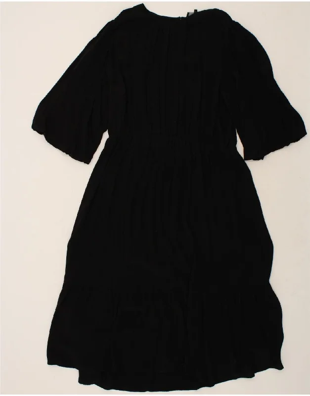 NEXT Womens Maxi Dress UK 20 2XL Black Viscose Trendy Ruffled Maxi Dress