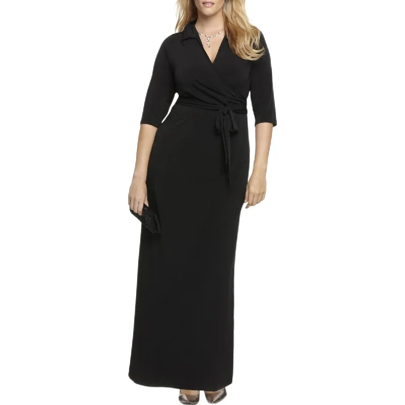 NY Collection Womens Plus Faux-Wrap A-Line Maxi Dress Stylish A-Line Maxi Dress