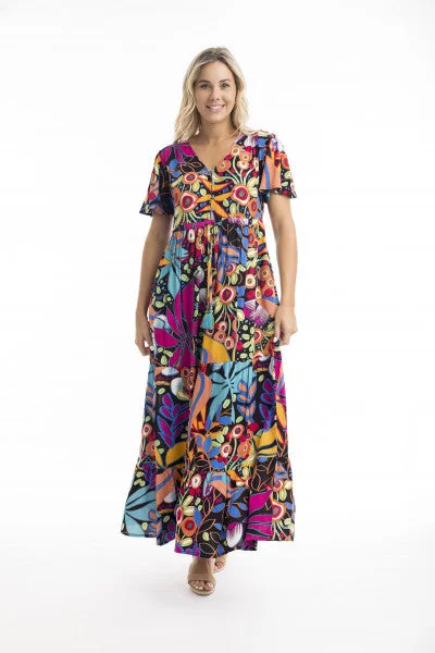 Orientique Rayon Maxi Dress Stylish Button-Up Maxi Dress