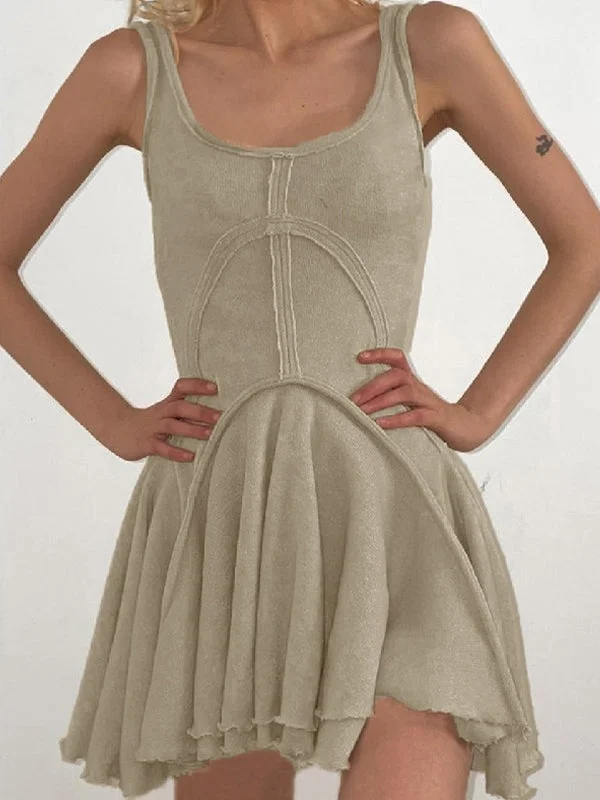 BerryBetty - Patchwork Sleeveless Bodycon Mini Dress Fashionable Party Mini Dress