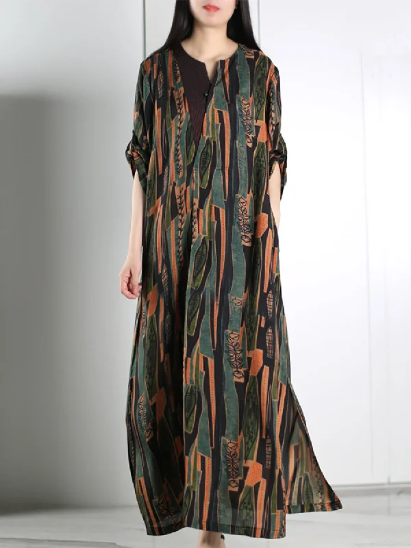 Plus Size Women Summer Vintage Spliced Maxi Dress LL053 Trendy Floral Print Maxi Dress