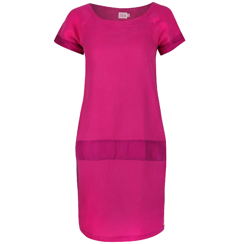 Poppy Cocoon Midi Dress Fuchsia Stylish Striped Midi Dress