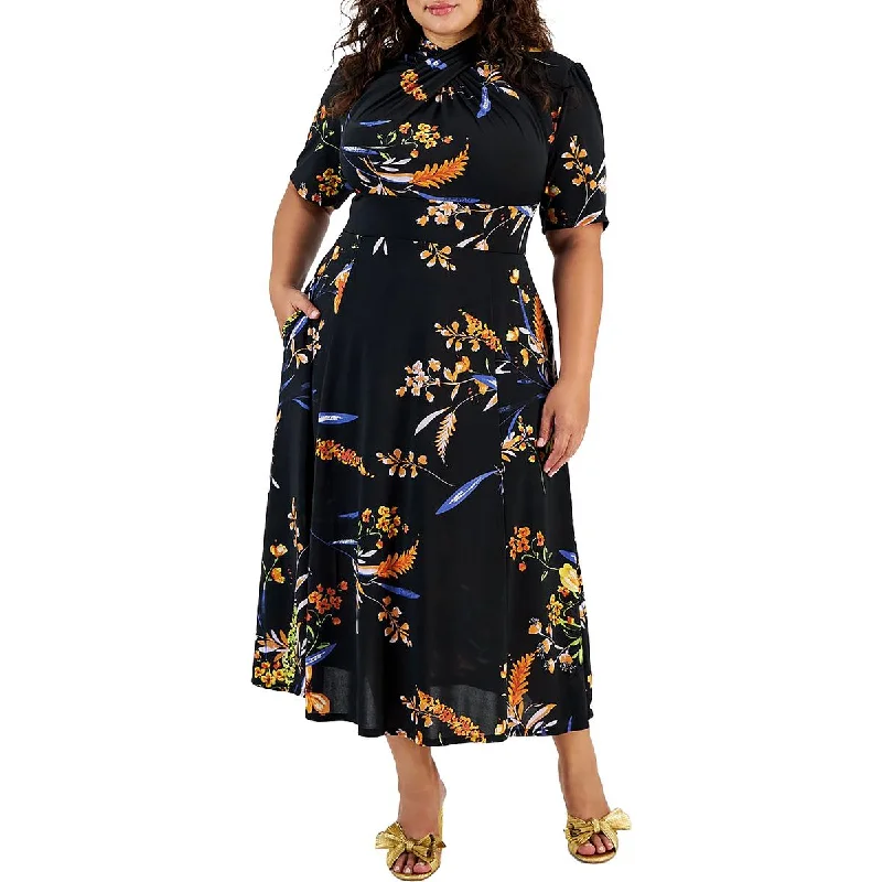 Rachel Rachel Roy Womens Plus Floral Long Maxi Dress Trendy Button Front Maxi Dress