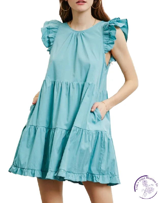 Romantic Ruffles Mini Dress Fashionable Lace-Trim Mini Dress