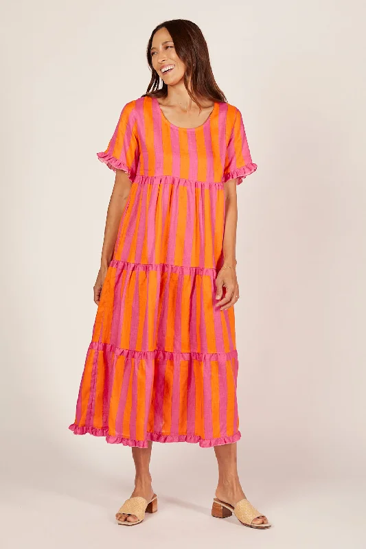 Sabre Linen Frill Maxi Dress in Afterglow Stylish Empire Waist Maxi Dress