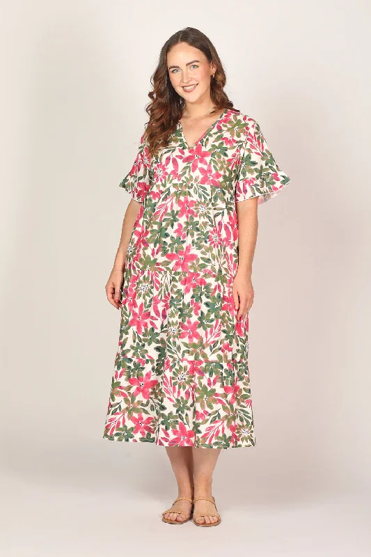 Sabrina Maxi Dress in Azalea Amore Stylish Long Sleeve Maxi Dress