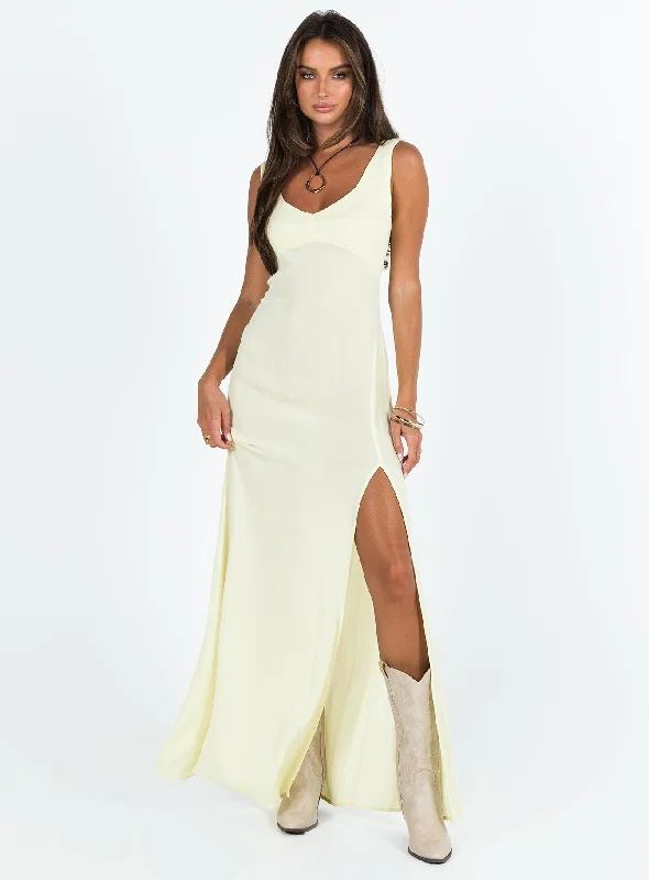 Shannyn Maxi Dress Yellow Trendy Off-Shoulder Ruffle Maxi Dress
