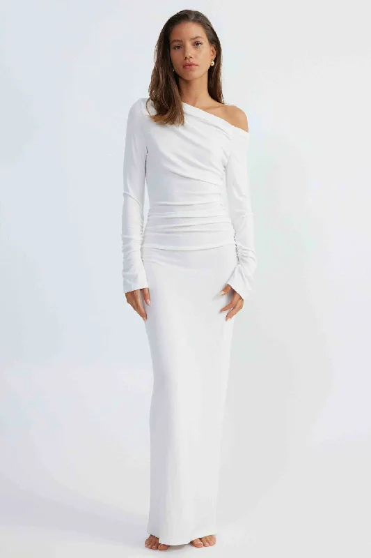 SNDYS Reya Maxi Dress White Trendy A-Line Maxi Dress