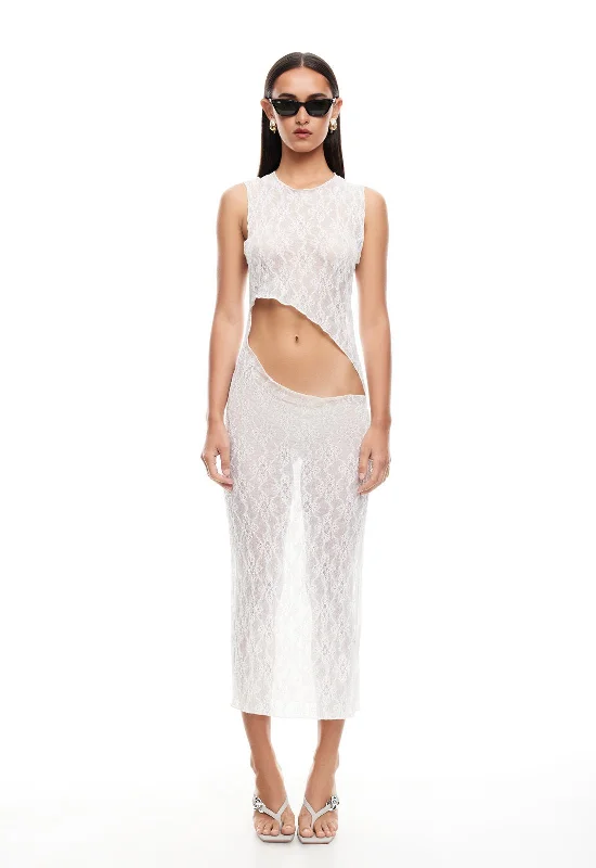 SPELLBINDER MAXI DRESS - PORCELAIN Elegant Maxi Dress with Lace