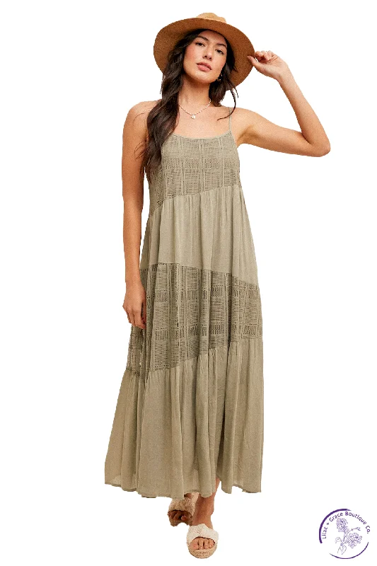 Spring Blossoms Lace Maxi Dress Comfortable Maxi Dress with Belt