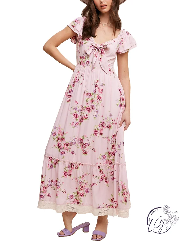 Spring Fling Ruffle Sleeve Maxi Dress Trendy Floral Print Maxi Dress