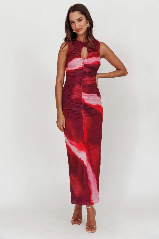 Star Keeper Bodycon Keyhole Maxi Dress Purple Elegant Sleeveless Maxi Dress