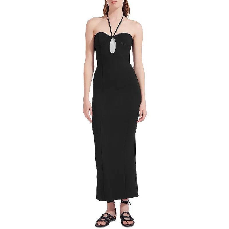 STAUD Womens Cut Out Halter Maxi Dress Stylish Boho Maxi Dress