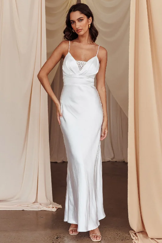 Summer Of Love Lace Insert Maxi Dress White Trendy A-Line Maxi Dress