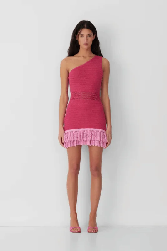 Ottavio Crochet Mini Dress Fuchsia Elegant Satin Mini Dress