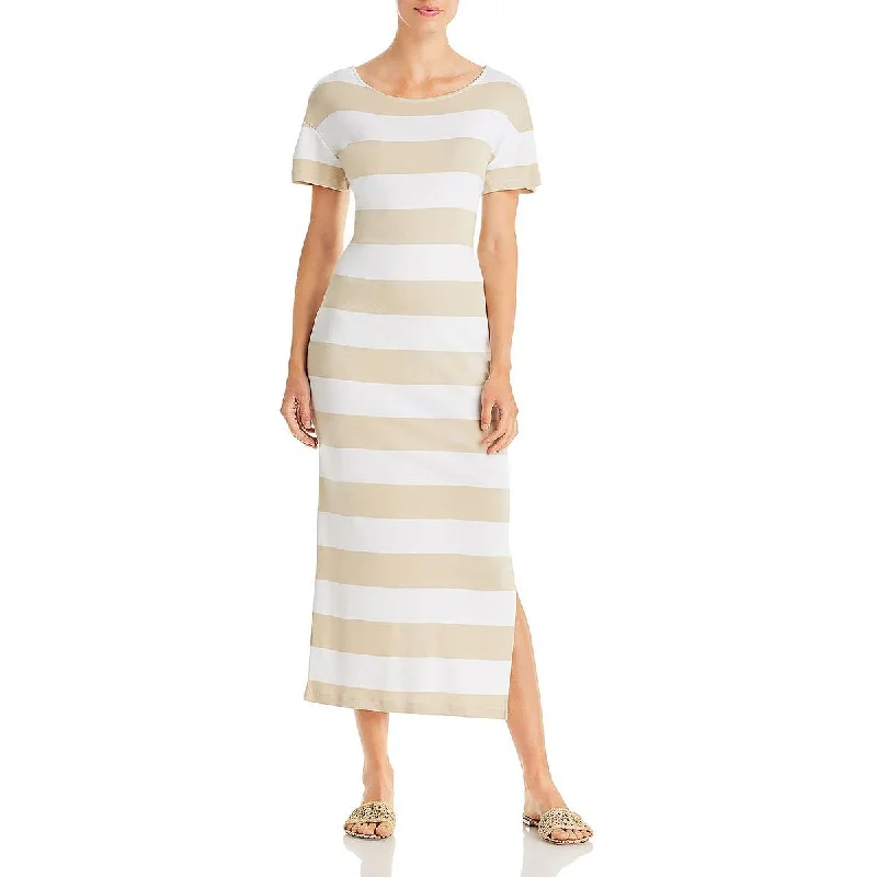 Three Dots Womens Striped Crewneck Maxi Dress Elegant Maxi Dress with Lace