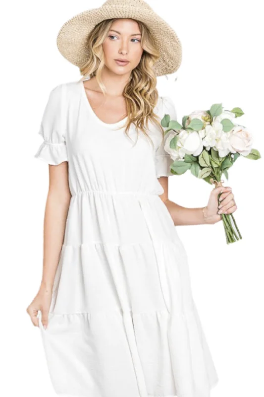 Tiered Midi Dress Style 5955 in Ivory, Sage or Beige Elegant Velvet Midi Dress