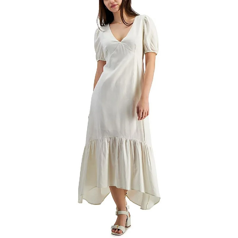 Tinsel Womens Juniors Linen Blend V-Neck Maxi Dress Chic Summer Maxi Dress