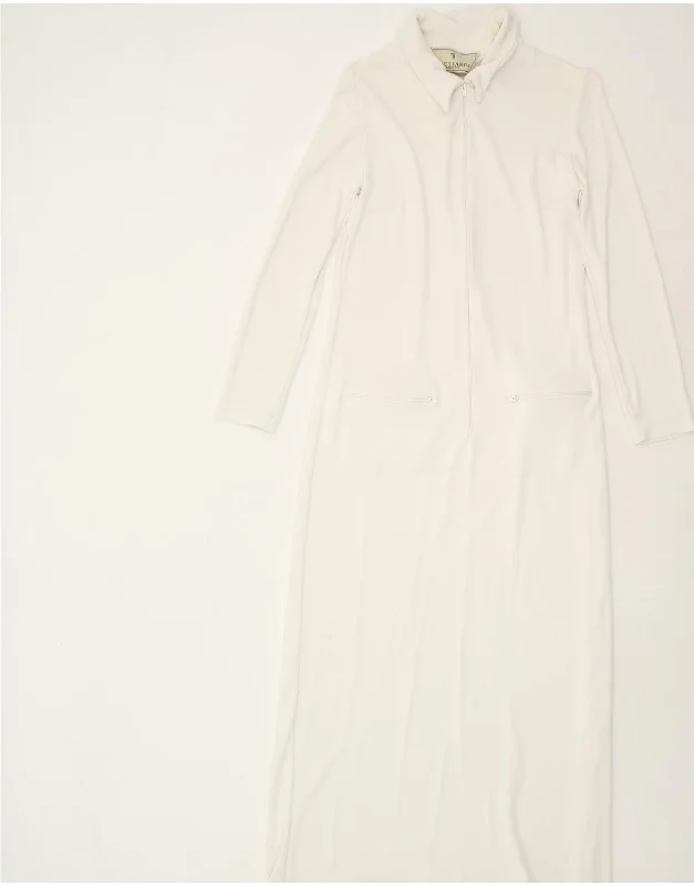 TRUSSARDI Womens Long Sleeve Maxi Dress UK 12 Medium White Classic Strapless Maxi Dress