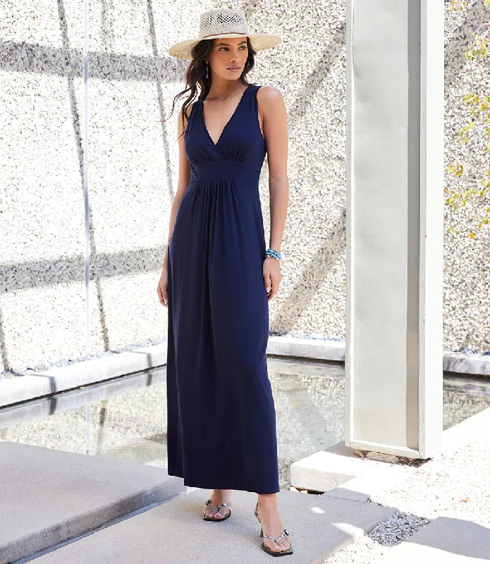 V-Neck Maxi Dress Classic Solid Maxi Dress