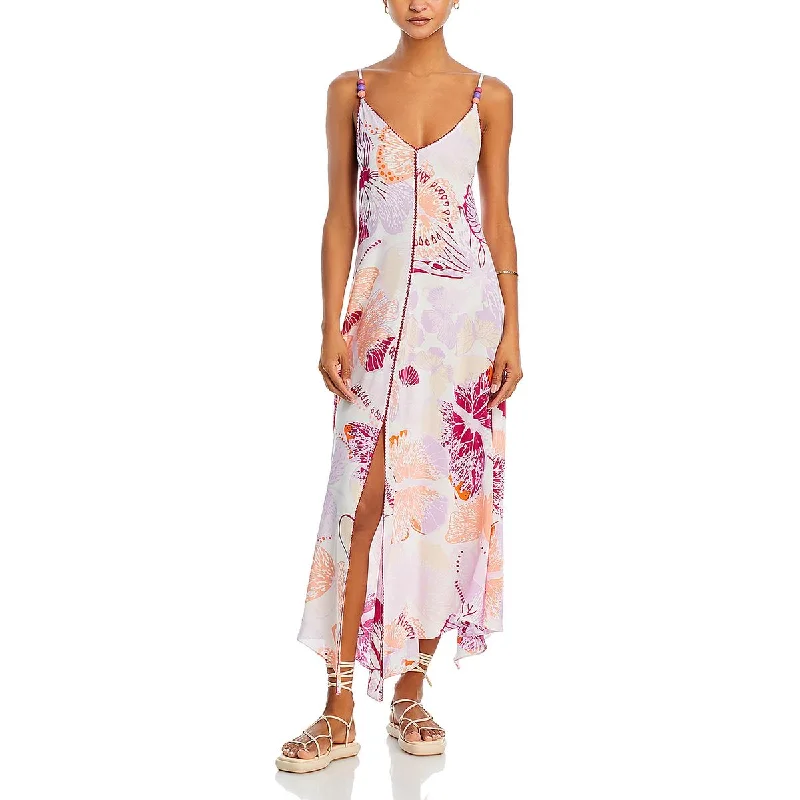 Poupette St Barth Womens Printed Maxi Maxi Dress Trendy Short Sleeve Maxi Dress